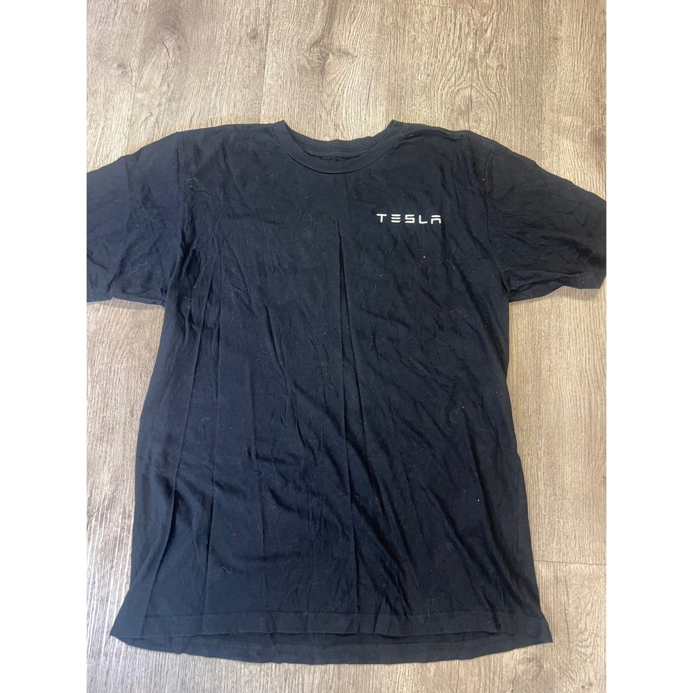 Tesla Mens Logo Graphic T-Shirt Black Short Sleeve 100%‎ Cotton Size Medium MD
